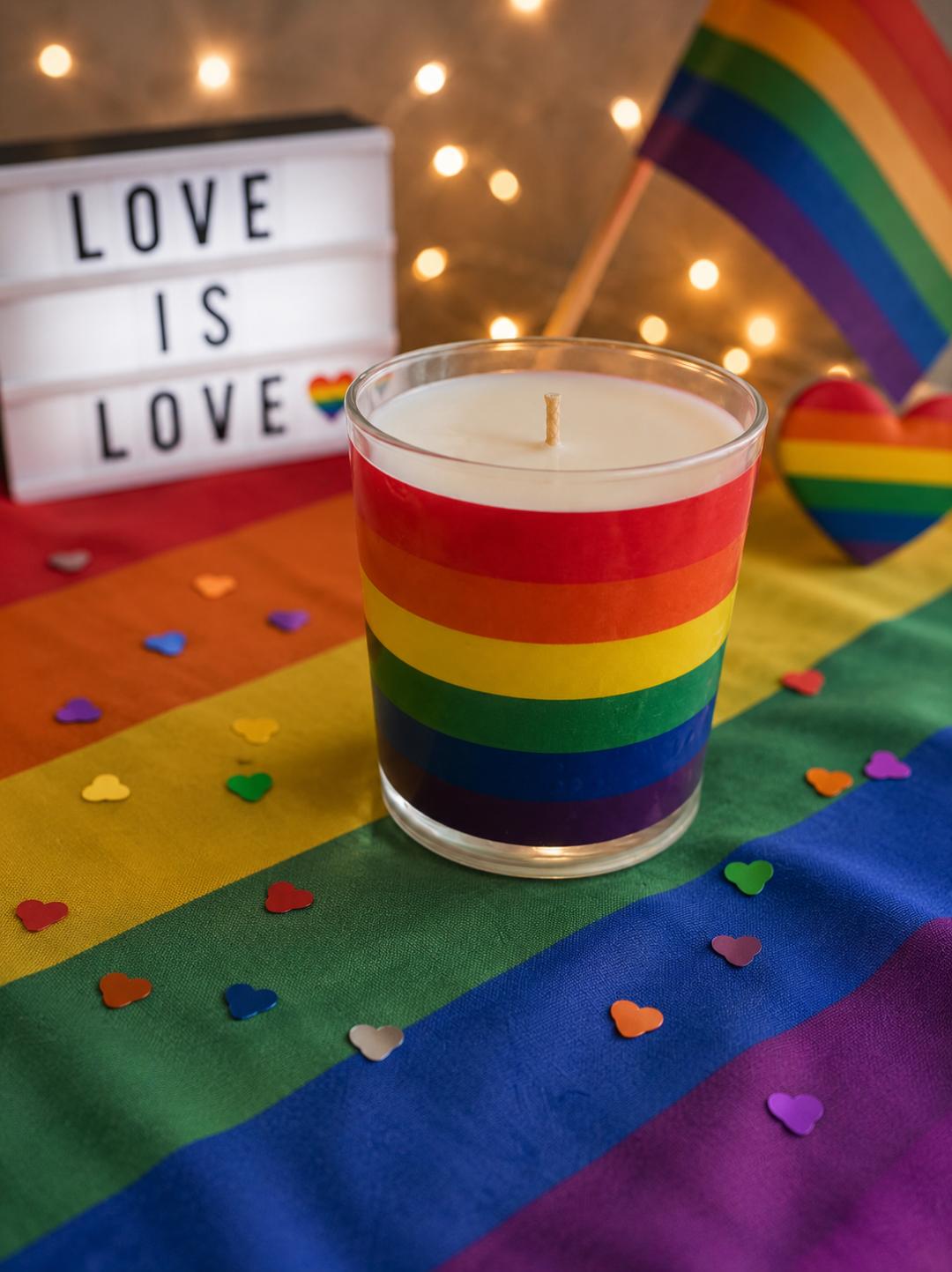VELAS DIA DEL ORGULLO CON BANDERA LGTB