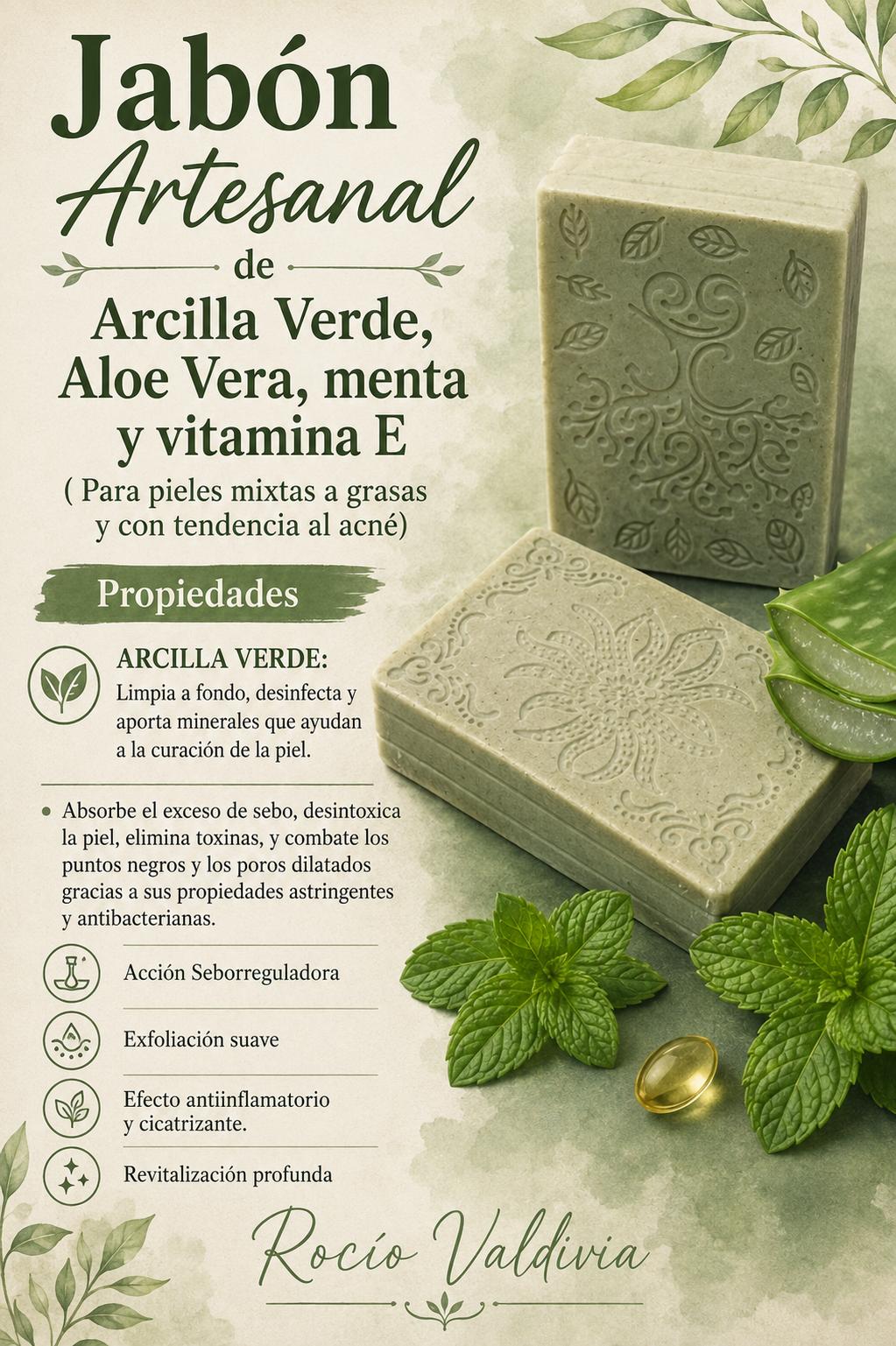 JABÓN PARA PIELES MIXTAS A GRASAS Y CON TENDENCIA AL ACNE (ARCILLA VERDE)